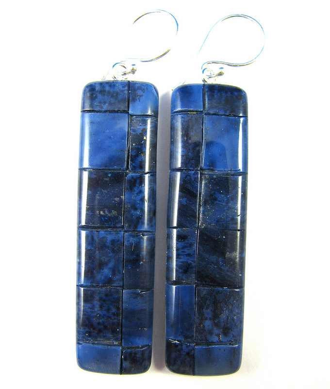 Fabulous Faux Collection - Lapis Mosaic Polymer Clay Earrings