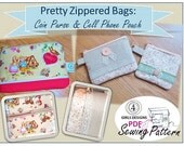 Pretty Little Zipper Bags: Cell Phone Pouch and Coin Purse INSTANT DOWNLOAD PDF Sewing Pattern