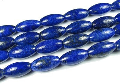 20mm Genuine Lapis Lazuli Rice Semi Precious Gemstone Beads 10pcs