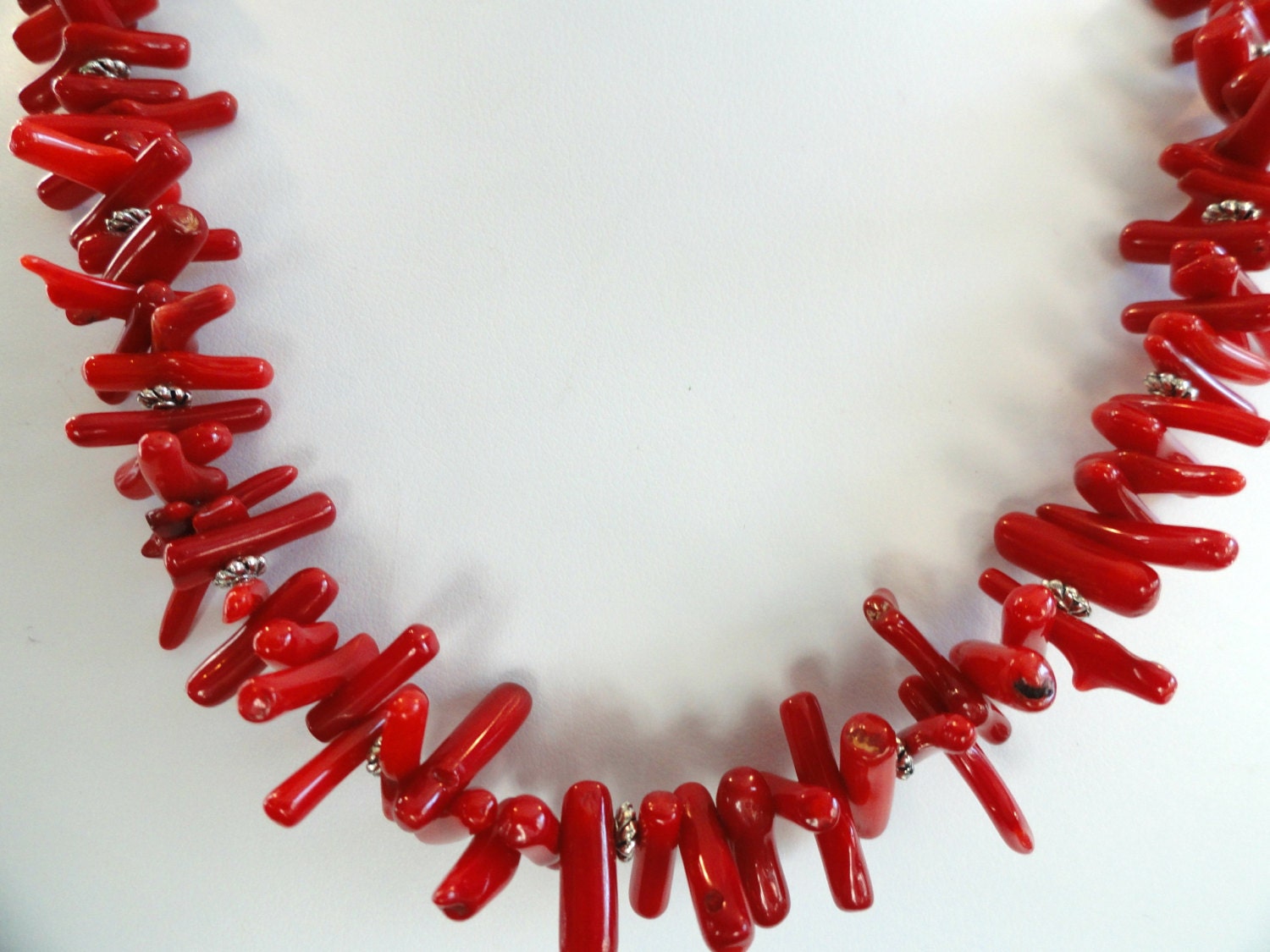 Reduced - Beaded Necklace-Reduced - Red Branch Coral-10% Off Coupon Code at Checkout