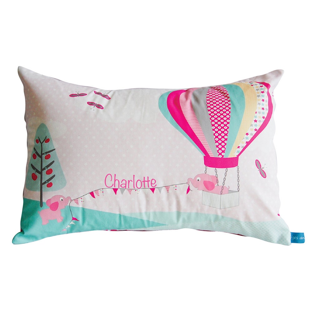 Elephant and Hot Air Balloon personalised cushion