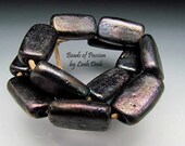 Handmade Artisan Glass Beads of Passion Set Lampwork - 12 Rich Metallic Rectangular