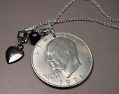 Real Money Jewelry, Eisenhower Silver Dollar, 1971 Coin Necklace, Silver Dollar Jewelry, , Silver Necklace, Vintage Chic