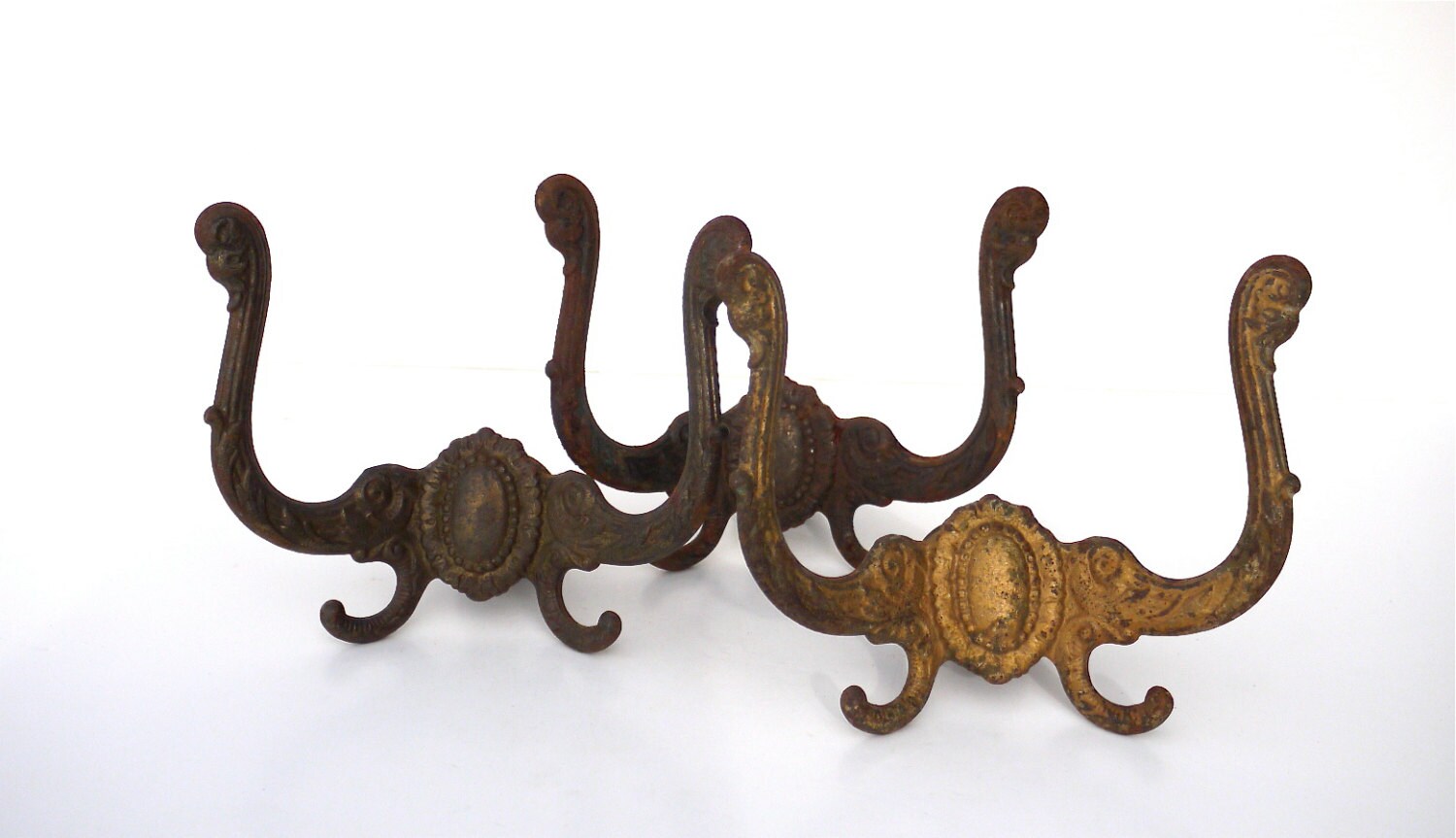 antique medallion hall tree hooks set of 3 double by mygsbird antique medallion hall tree hooks set of 3 double by mygsbird
