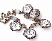 Wedding statement necklace, vintage wedding, Great Gatsby style, rhinestone wedding jewelry for the bride to be, vintage filigree necklace