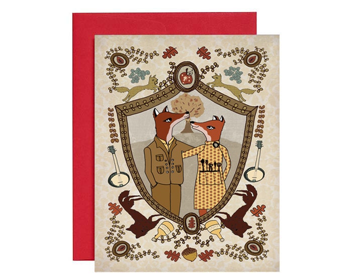 Foxes in Love - Fox Love Anniversary Wedding Card