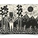 Banjo Bear - ORIGINAL 8 of 20 - Hand-carved hand-pulled matted linocut print