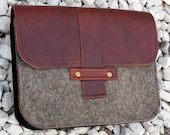 Leather and Felt Clutch Ereader Case - HuzzahHandmade