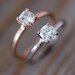 Cushion Cut  Moissanite Engagement Ring, Four Prong Ring Design, Diamond Alternative in Recycled 14k Rose  Gold