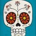 Day of the Dead Orange Eyes skull Print 5x7 calavera