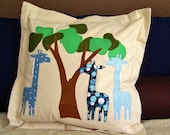 blue giraffe - pillow - free shipping in USA