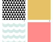 Custom Crib Bedding-3 piece-Black, Mint, Coral and Gold