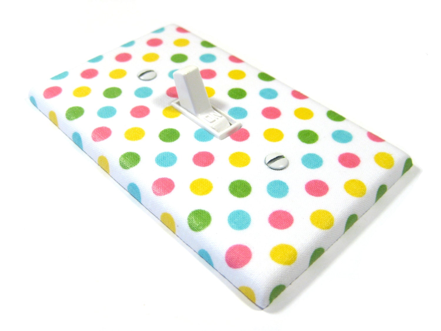 Pastel Rainbow Polka Dot Baby Nursery Decor Light Switch Cover Wall Art Decoration Switchplate Outlet Pink Yellow Blue Green