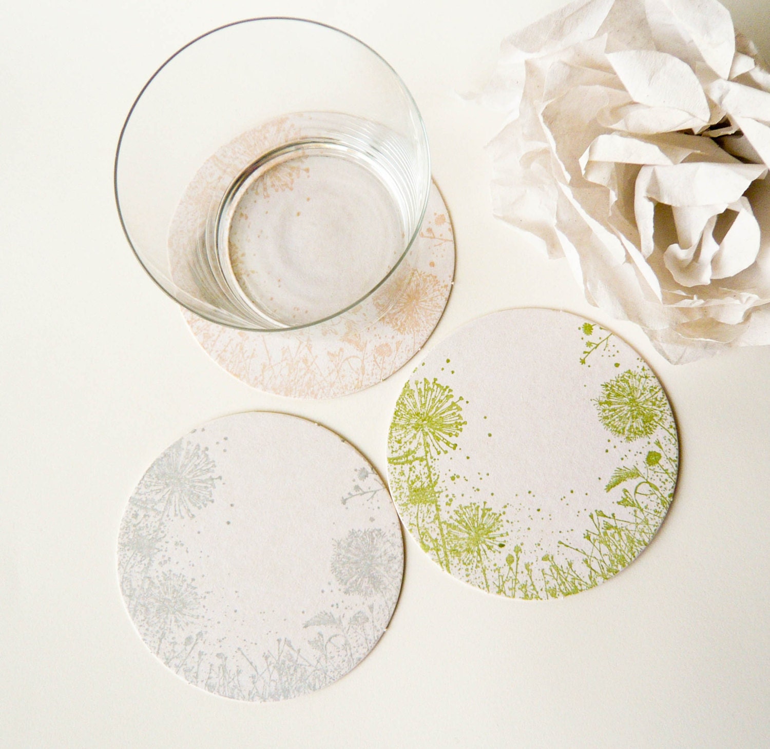 Dandelion Dust Paper Coasters - Your Choice Of Color