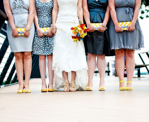 Bridesmaid Clutch, Chevron Clutch, Blue Grey, Wedding Clutch, Personalized Bridesmaid Gift