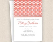 Vertical Pink Honeycomb Pattern - Baby Shower Invitation