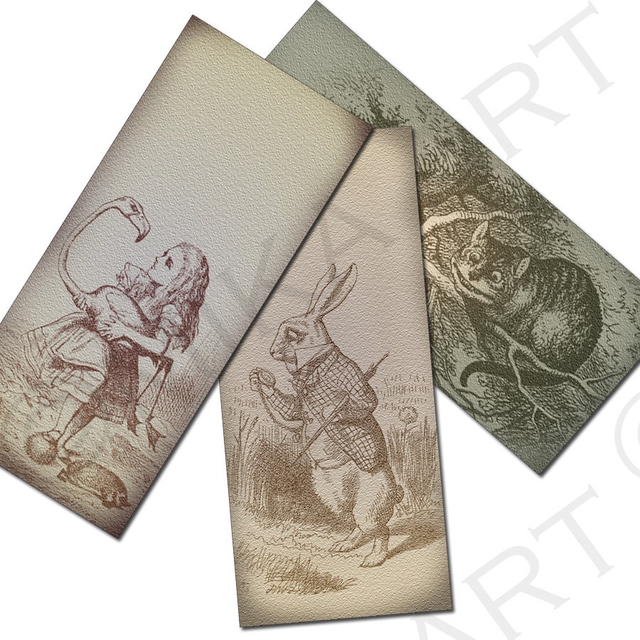 Alice in Wonderland Gift Tag Digital Download Woodland Vintage Printable Collage Sheet DIY
