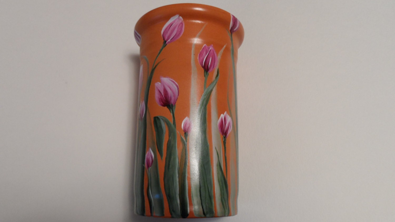 Tulips Flower Pot Hand Painted Tulips Clay Pot