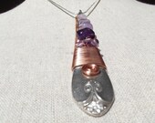 Elegant Recycled Antique Spoon Necklace: Exquisite Amethyst