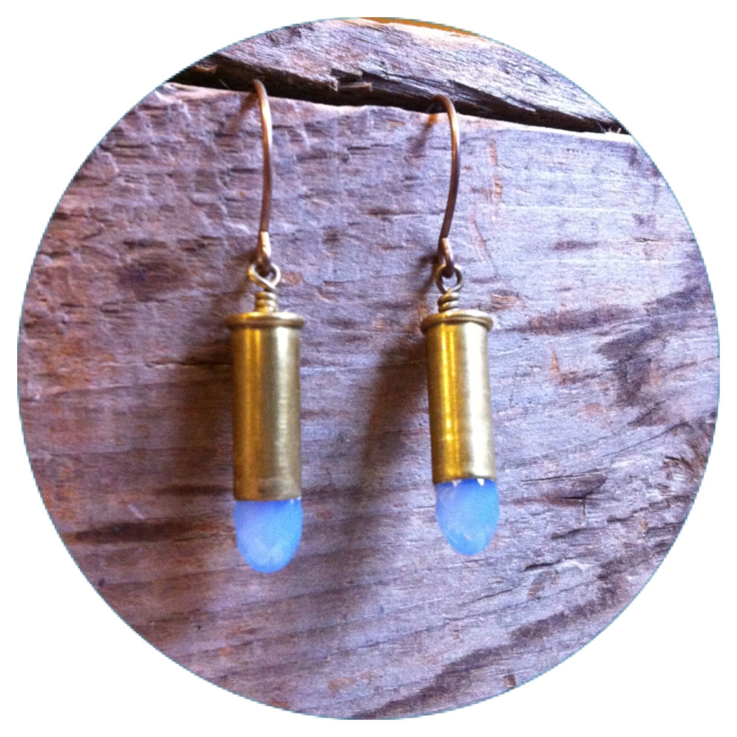bullet crystal earrings - dusty blue facetted