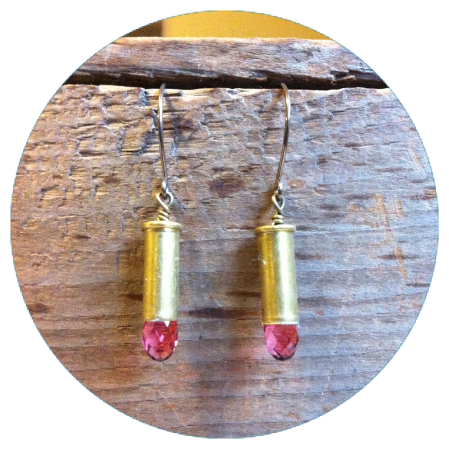 bullet crystal earrings - pink facetted