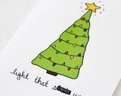 Funny Christmas Card.  Holiday Card. Green Christmas Tree. Mature Blank Card.