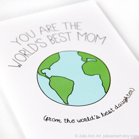 Funny Mother's Day Card. World's Best Mom Card. White Cardstock.