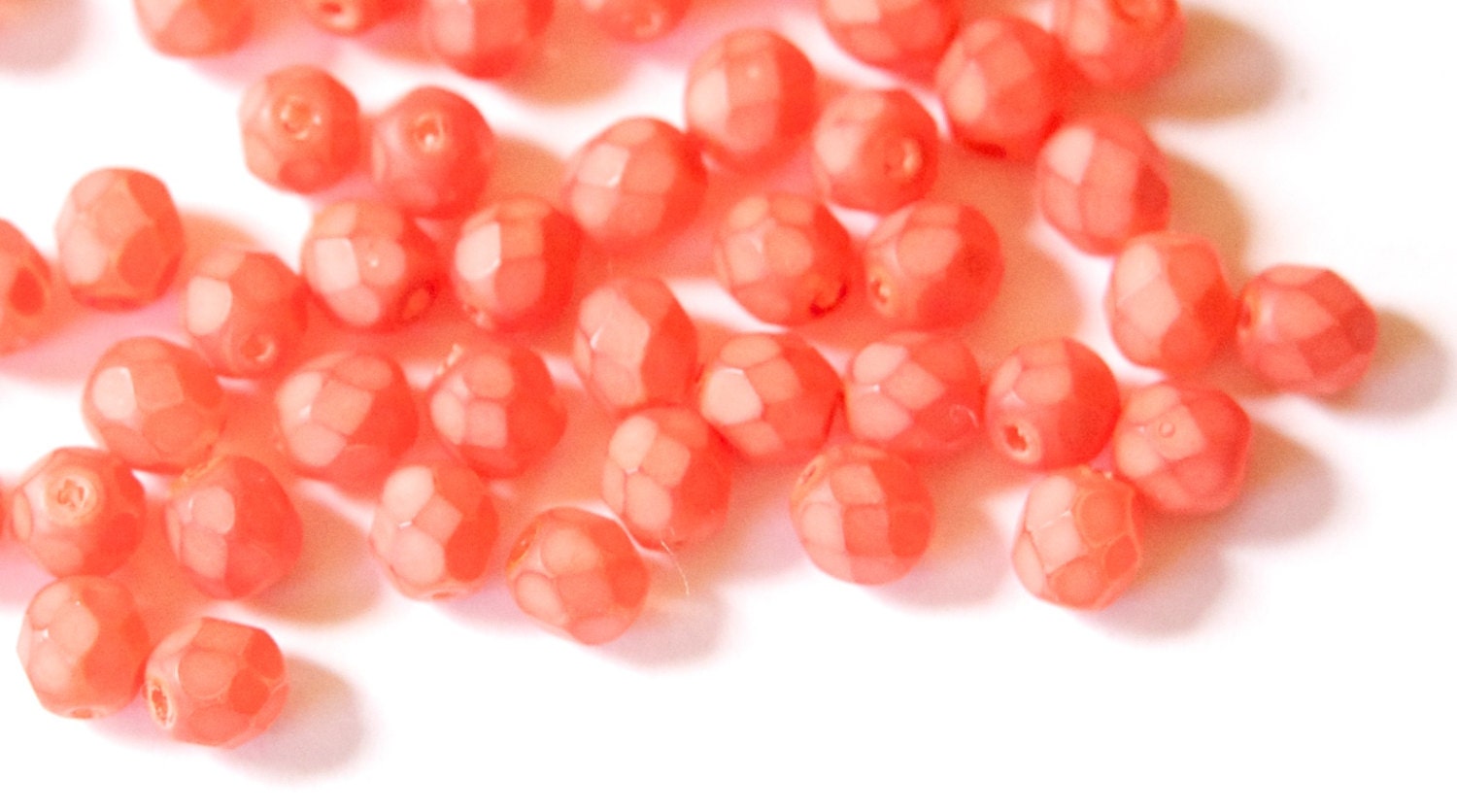 Czech Faceted Matte Orange Coated Glass Beads 6mm (30) czh013A