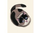 Cat art tortoiseshell cat   You are so Tall  - 4" X 6"