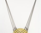 multi strand - gold etched pendant necklace - mixed metal -