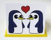 Penguin Card // Adventure Time Inspired // Gunter // Gunther // Penguin Love