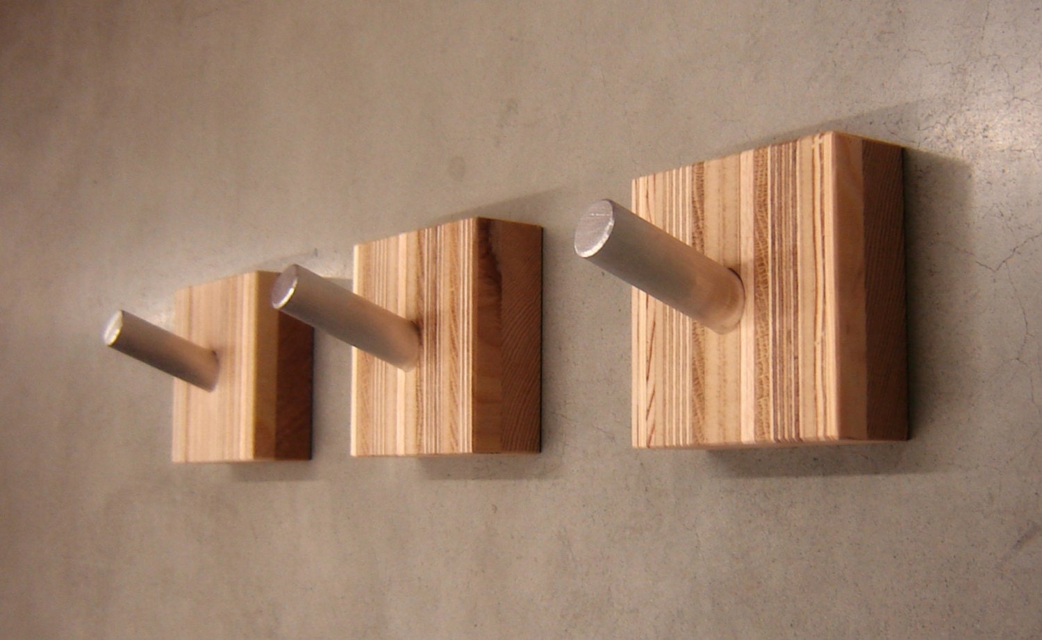 Single Modern Coat Hook in Reclaimed Laminated and Solid Woods