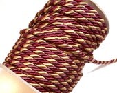 Burgundy and Gold Braided Cord Trim 3/8 inch diameter x 3 yards/ Craft Supplies/ Sewing Trim