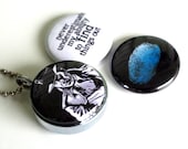 Detective Locket Necklace -  Fingerprint, Crime Scene, Leave No Stone Unturned Necklace - Recycled by Polarity