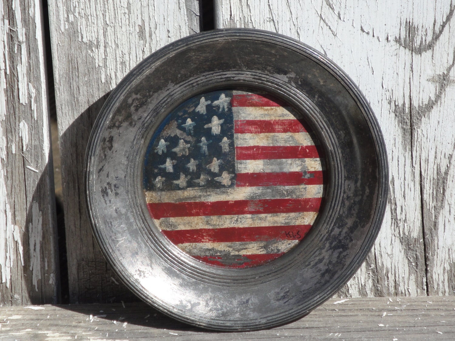 Handpainted Americana - American Flag Plate