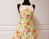 Fresh Cut Retro Apron, Amy Butler Lime Dots Accent - Flair for Cooking Cute Kitchen Apron - Ready to Ship