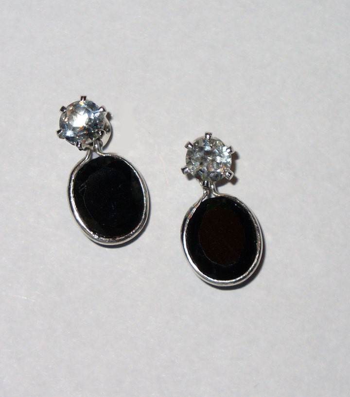 Aquamarine & Spinel in Sterling Earrings - Genuine Gemstones, Solid Silver
