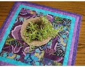 Contemporary Purple and Turquoise-  Quilted Table Topper