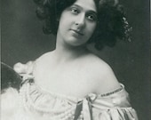 Original French vintage hand tinted real photo postcard - Actress Olga de Muscaja - Victorian Paper Ephemera
