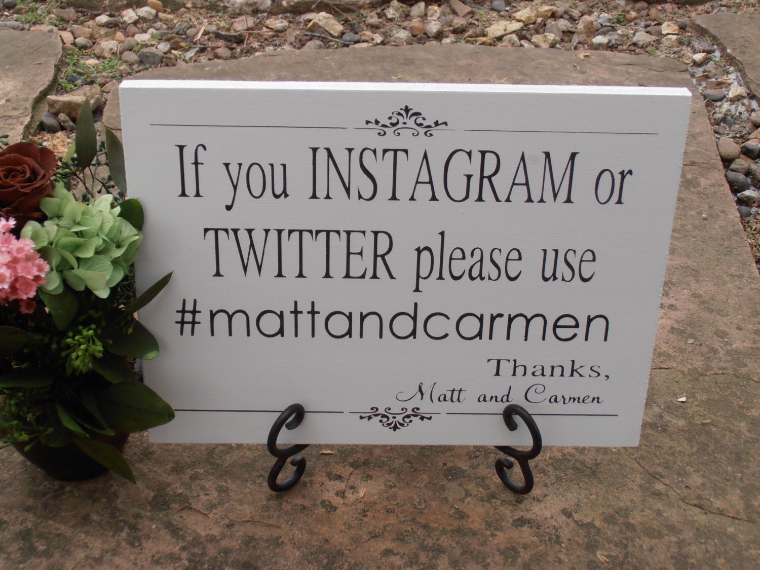 Twitter / Instagram Hashtag Wood Sign Decoration Rustic Chic Vintage Custom Colors Personalized