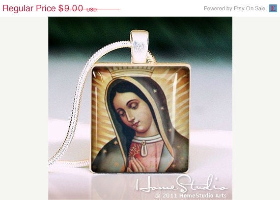 Moving Sale - OUR LADY : a jewelry pendant charm made from a Scrabble Game Tile game piece