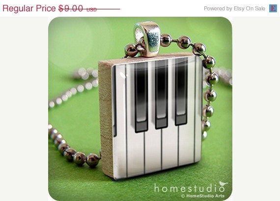 Moving Sale - PIANO : a jewelry pendant charm made from a Scrabble Game Tile game piece