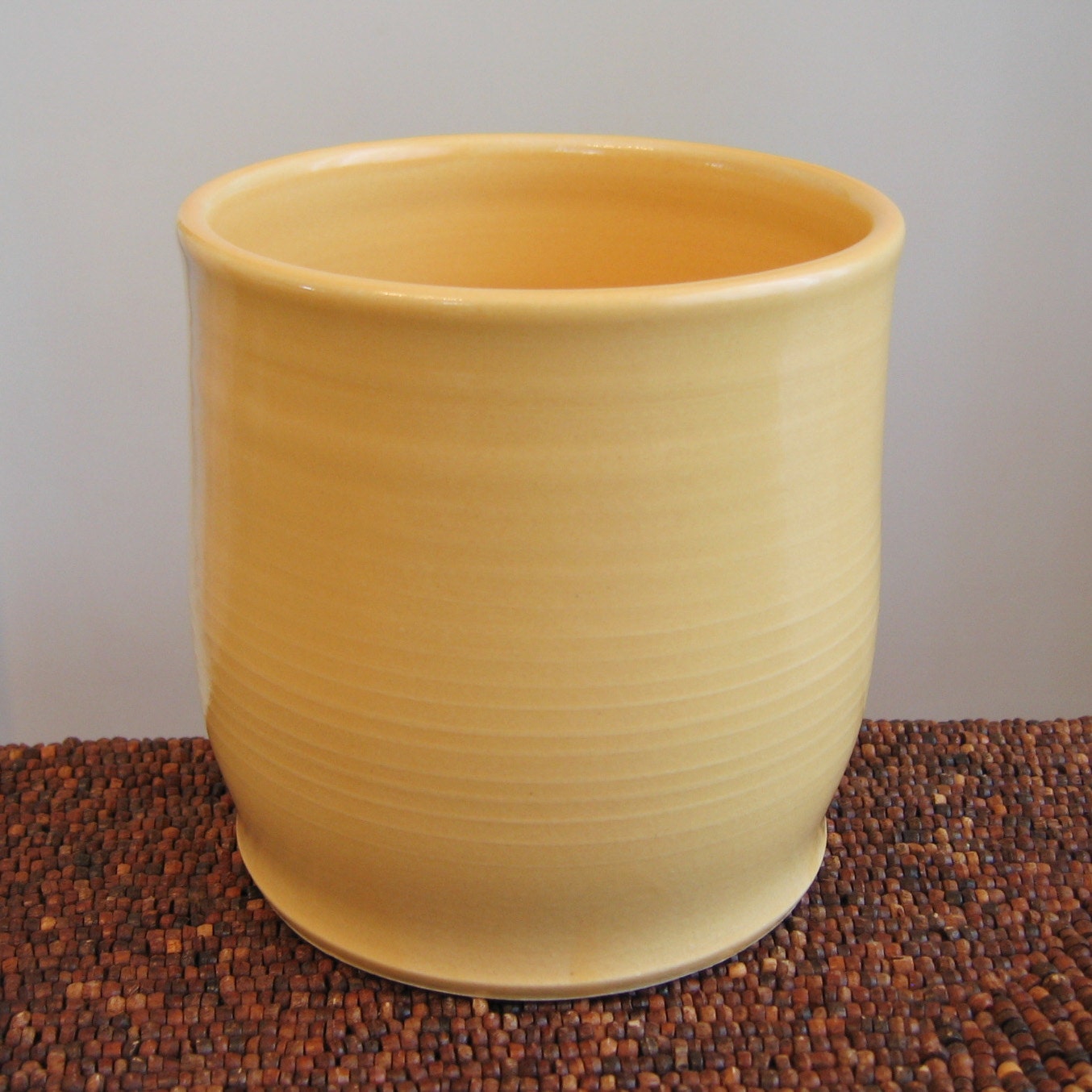 Sunflower Yellow Utensil Crock - Stoneware Pottery Utensil Holder - Ceramic Crock