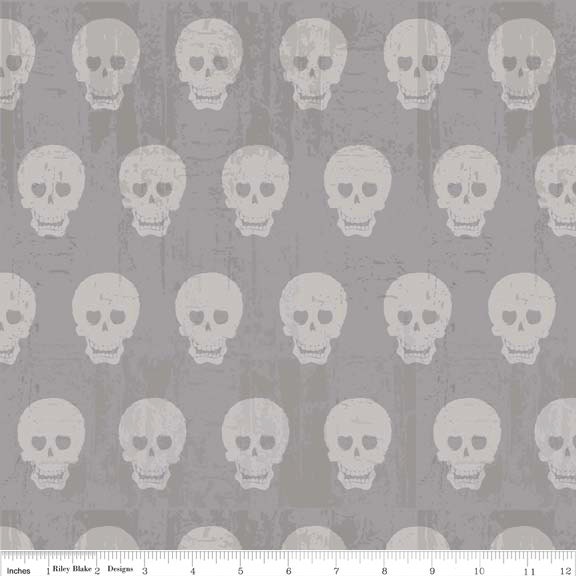 Geekly Chic Skulls Gray - 1/2 Yard