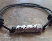 Personalized Adjustable Leather Bracelet - Handstamped Hidden Message  - Friendship Bracelet -  Great for Layering