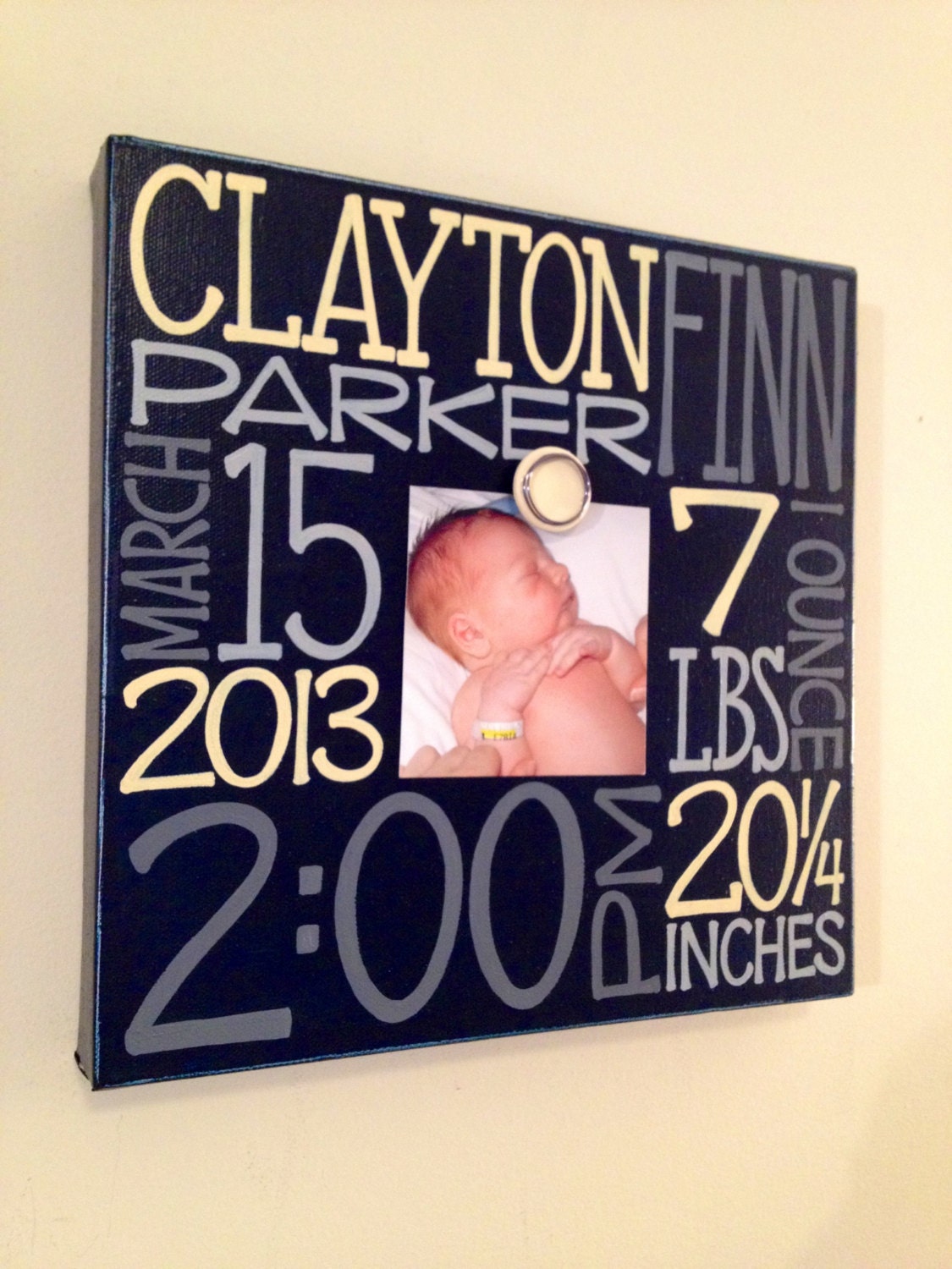 Baby birth information canvas frame 10x10