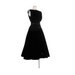 Vintage 50s Black Velvet Top & Full Skirt Party Dress Rhinestones Red Lining VLV