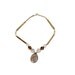 Vintage 80s Chunky Gold Metal and Gray White Stone Necklace