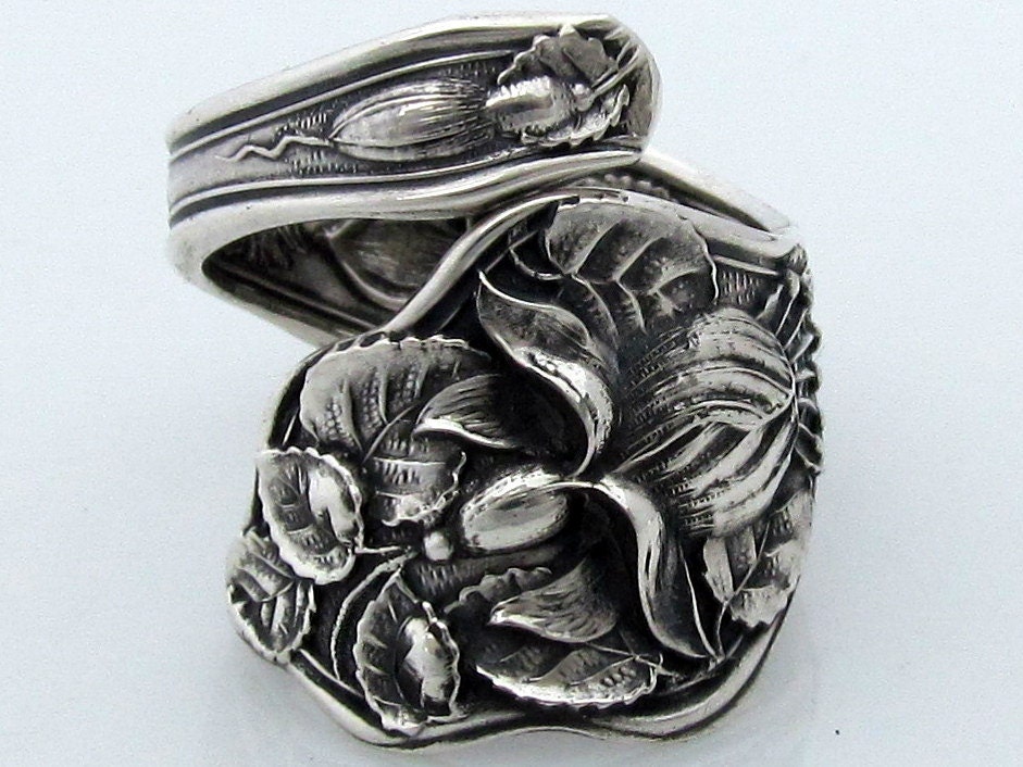 Fuschia Spoon Ring Size 6-11 Sterling Silver