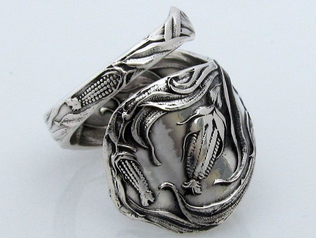 Spoon Ring Size 6 - 10 King Corn Sterling Silver